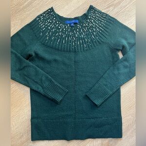 Apt. 9 Forest Green Sweater with Beaded Neckline